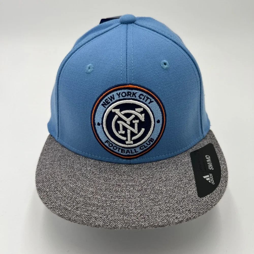 Adidas NYCFC New York City Football Club Flex‎ Hat Sky Blue Gray S/M
